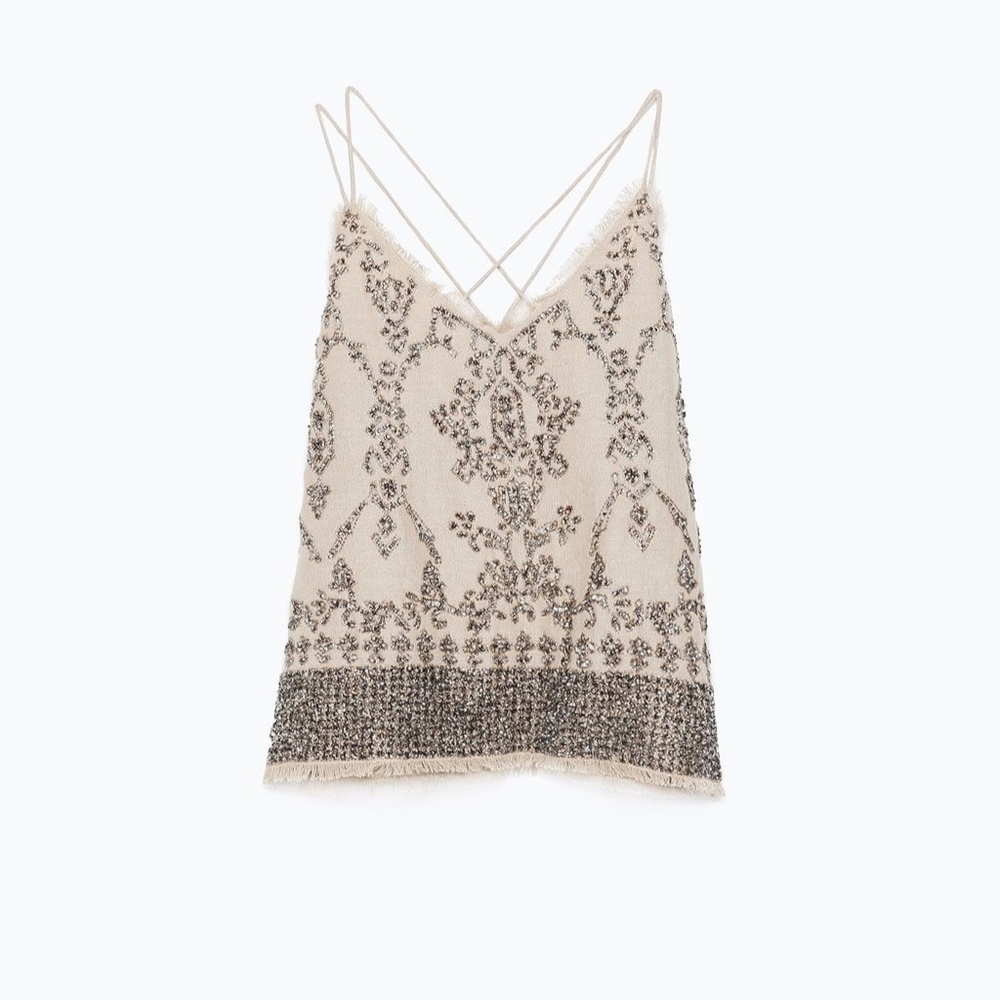 NWOT ZARA EMBELLISHED TOP